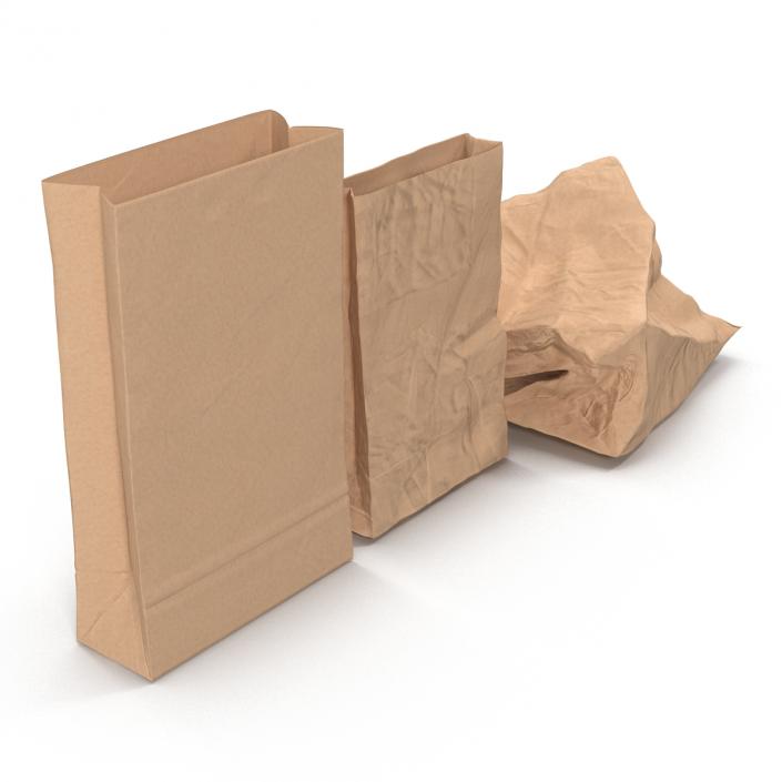 Fast Food Paper Bags Set 3D model