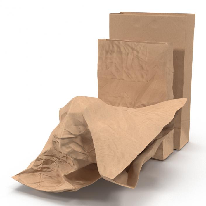 Fast Food Paper Bags Set 3D model