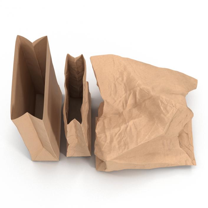 Fast Food Paper Bags Set 3D model