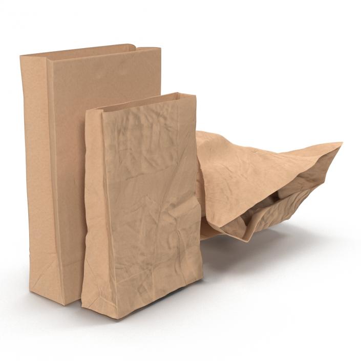 Fast Food Paper Bags Set 3D model