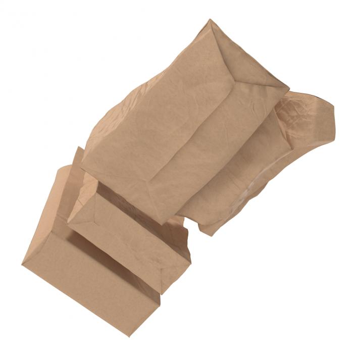 Fast Food Paper Bags Set 3D model