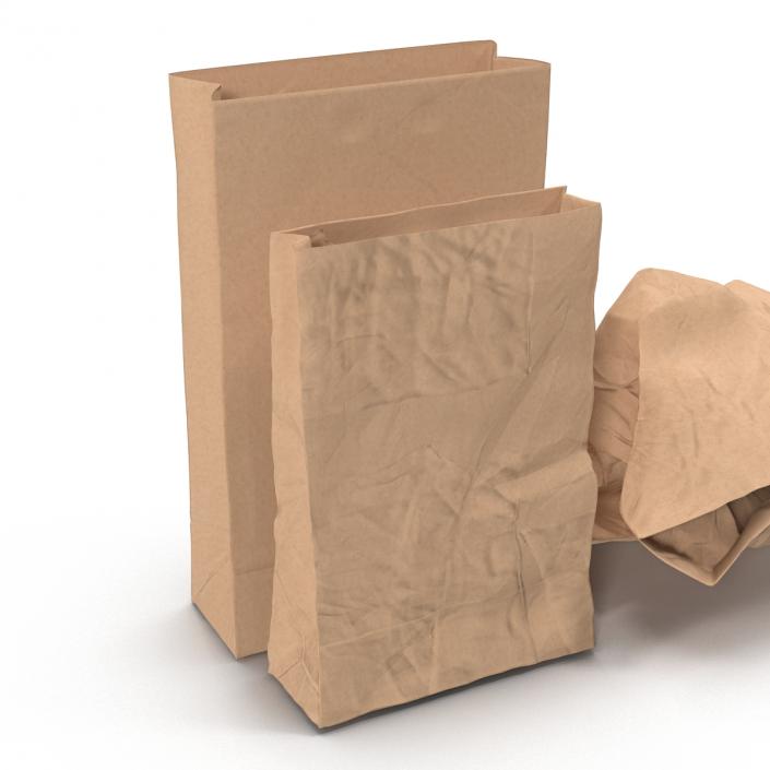 Fast Food Paper Bags Set 3D model