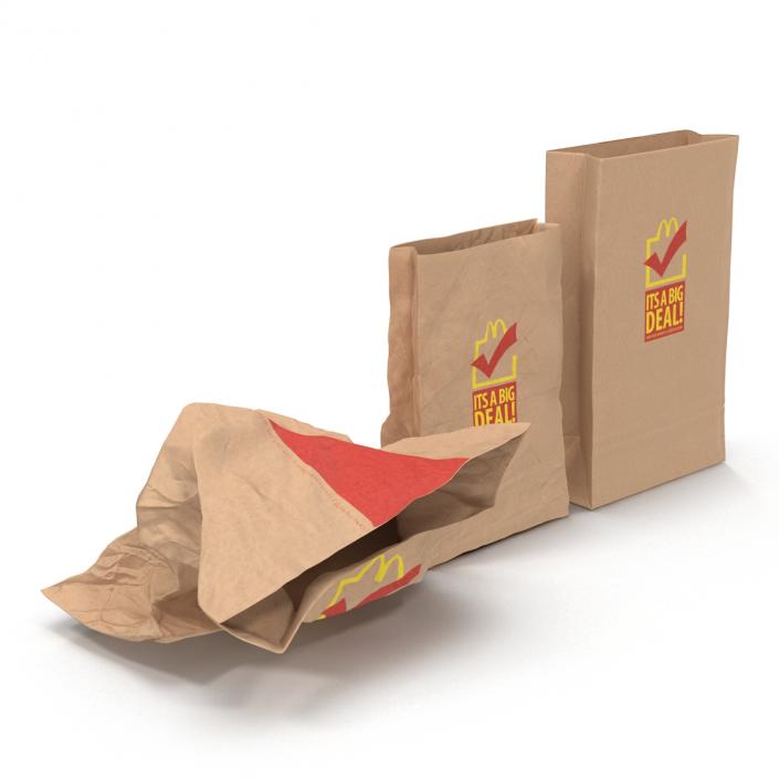 Fast Food Paper Bags Set Mcdonalds 3D model