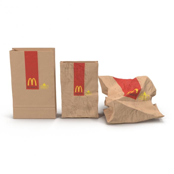 Fast Food Paper Bags Set Mcdonalds 3D model