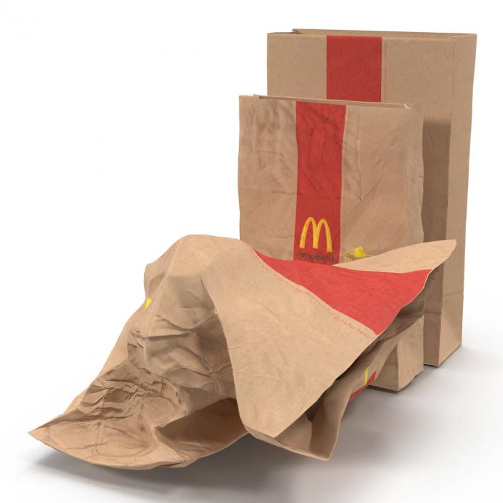 Fast Food Paper Bags Set Mcdonalds 3D model