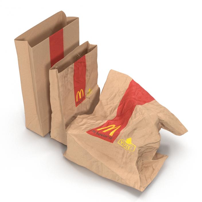 Fast Food Paper Bags Set Mcdonalds 3D model