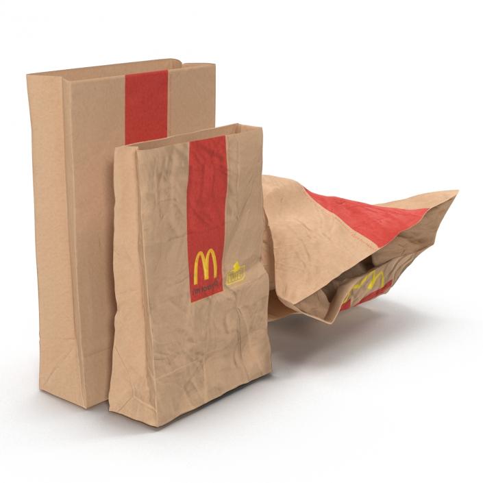 Fast Food Paper Bags Set Mcdonalds 3D model