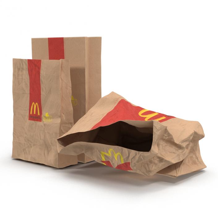 Fast Food Paper Bags Set Mcdonalds 3D model