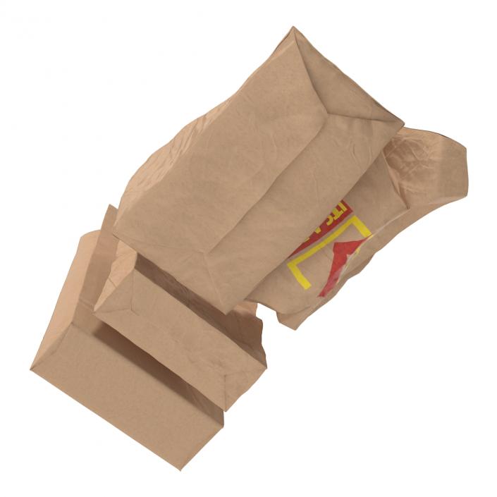 Fast Food Paper Bags Set Mcdonalds 3D model