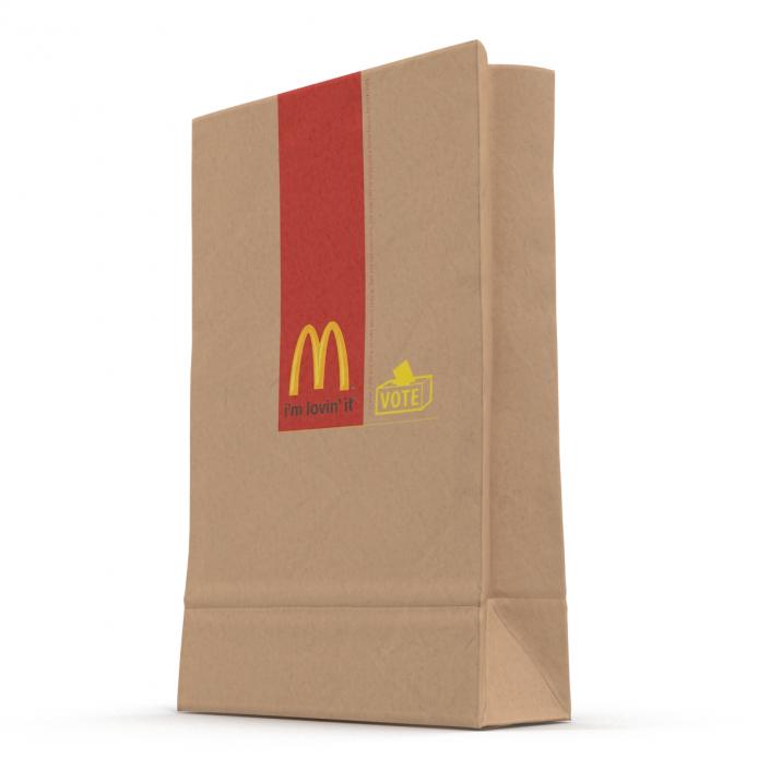 Fast Food Paper Bags Set Mcdonalds 3D model