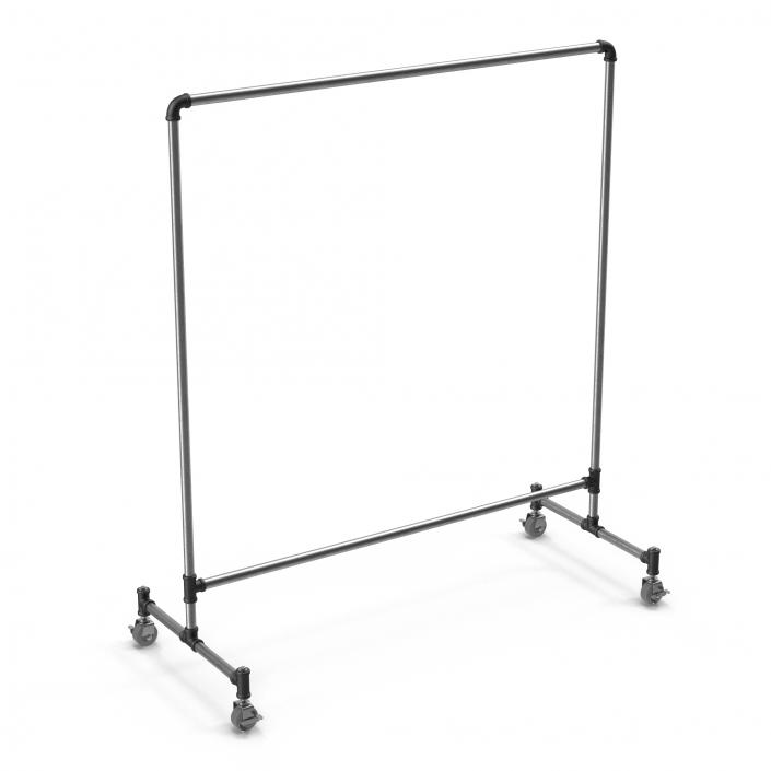 Iron Clothing Rack with Wheels 2 3D