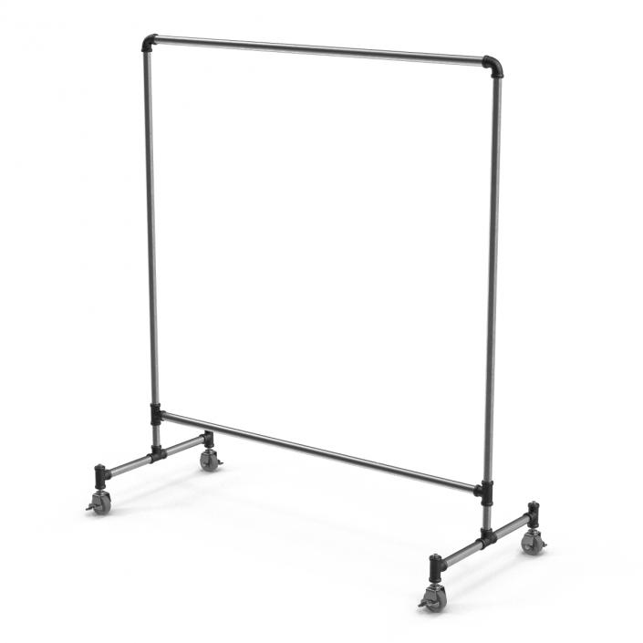 Iron Clothing Rack with Wheels 2 3D