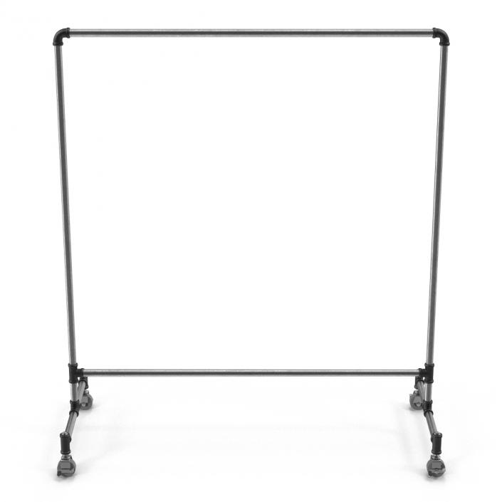 Iron Clothing Rack with Wheels 2 3D