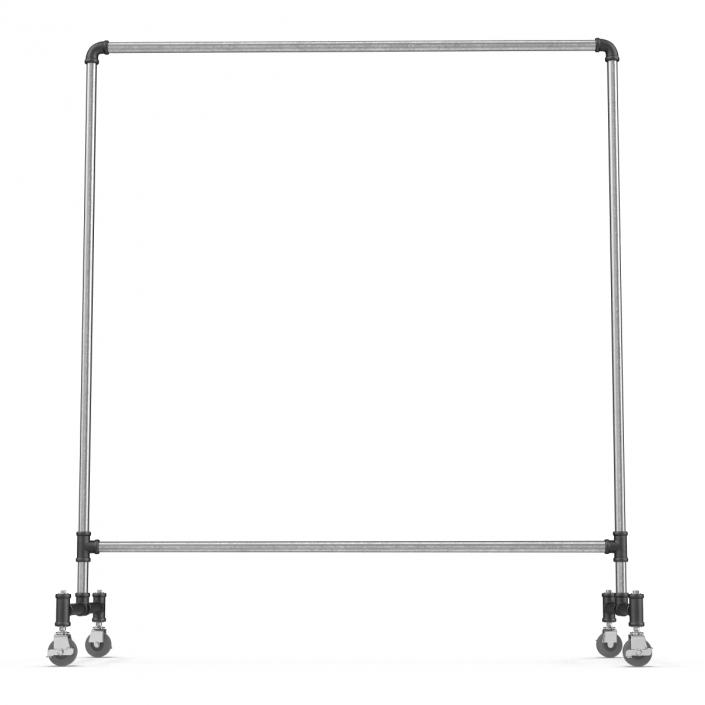 Iron Clothing Rack with Wheels 2 3D