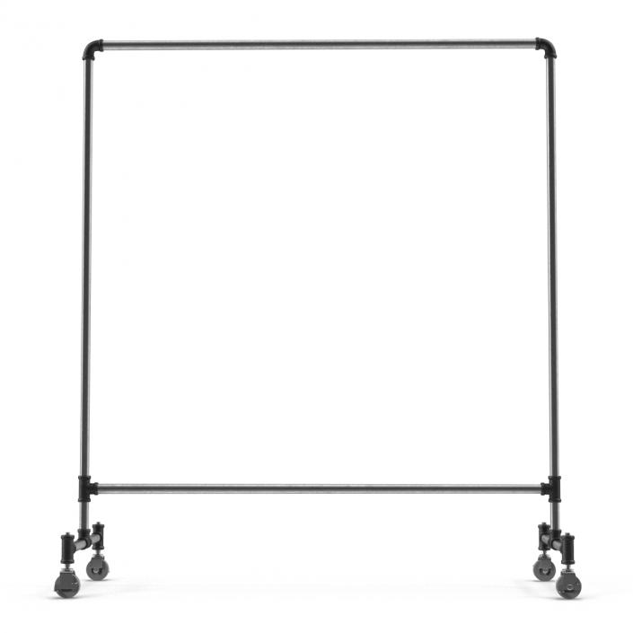 Iron Clothing Rack with Wheels 2 3D