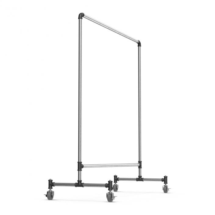 Iron Clothing Rack with Wheels 2 3D