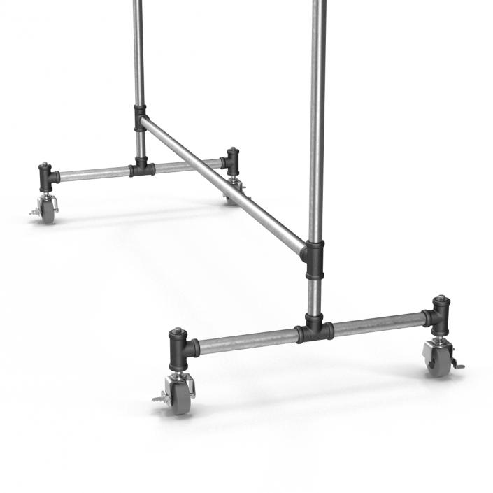 Iron Clothing Rack with Wheels 2 3D