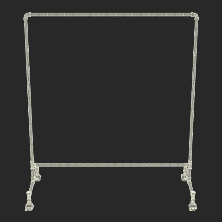 Iron Clothing Rack with Wheels 2 3D