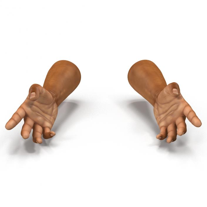 3D African Man Hands 2 Rigged