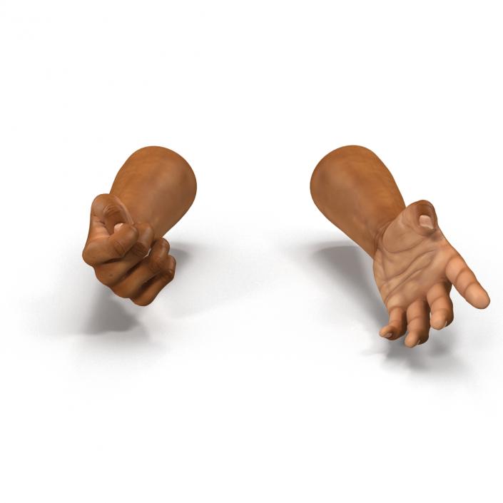 3D African Man Hands 2 Rigged