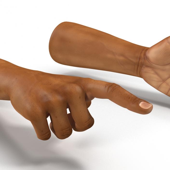 3D African Man Hands 2 Rigged