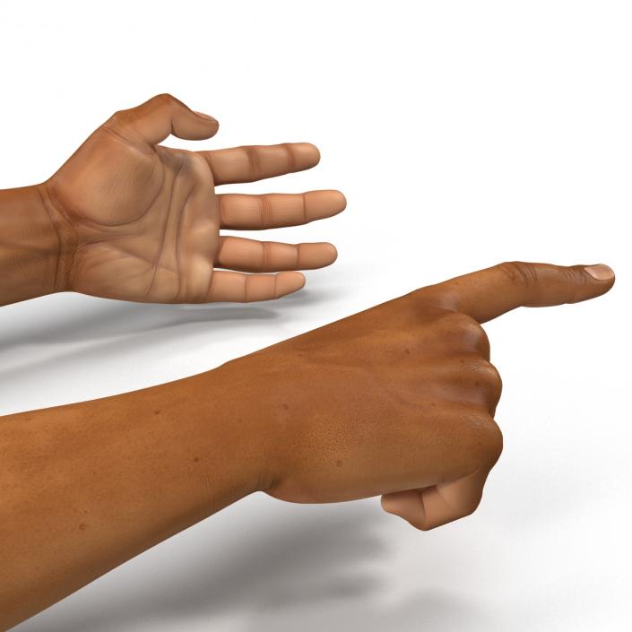 3D African Man Hands 2 Rigged