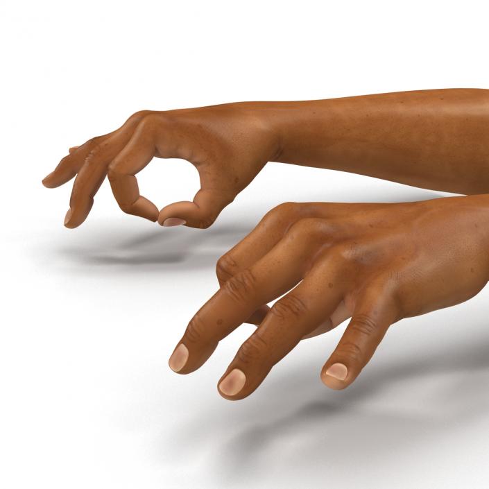 3D African Man Hands 2 Rigged