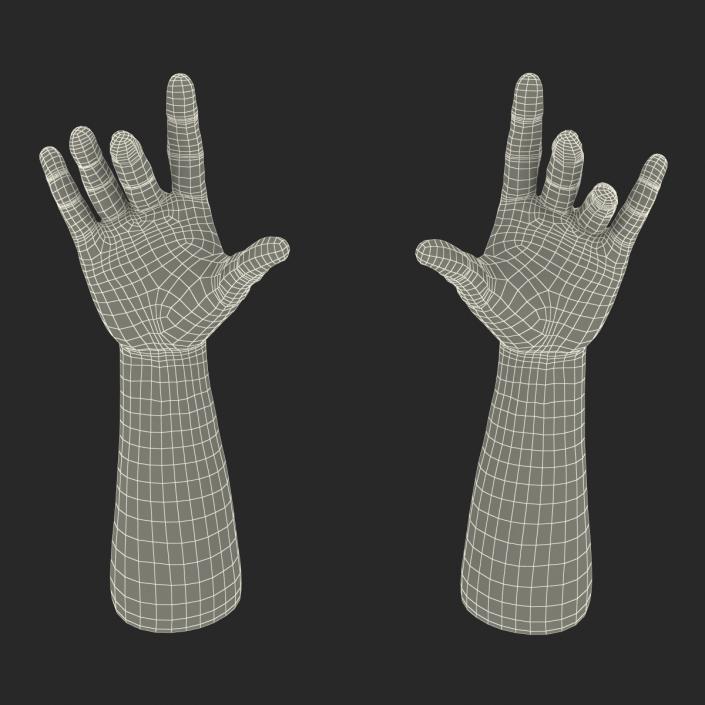 3D African Man Hands 2 Rigged