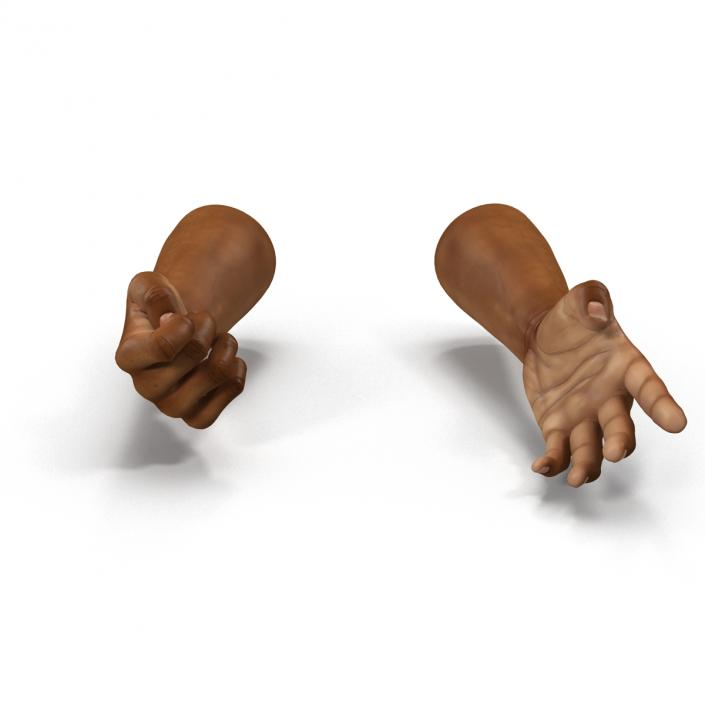 3D African Man Hands 3 Rigged