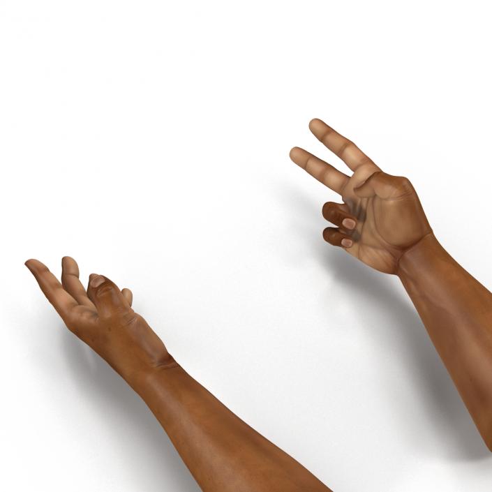 3D African Man Hands 3 Rigged