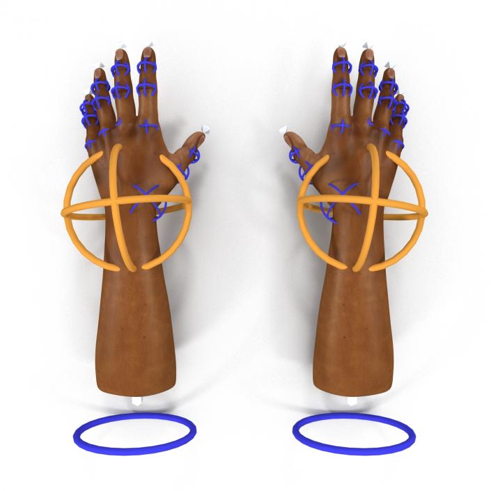 3D African Man Hands 3 Rigged