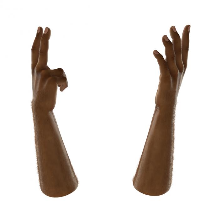 3D model African Man Hands 3 with Fur Rigged