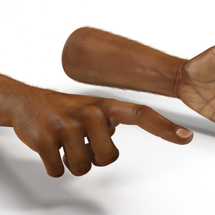 3D model African Man Hands 3 with Fur Rigged