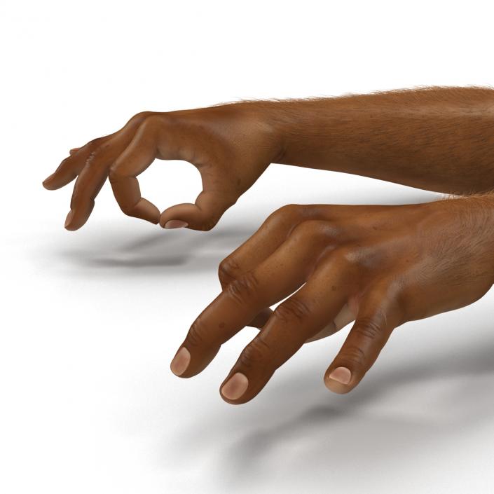 3D model African Man Hands 3 with Fur Rigged