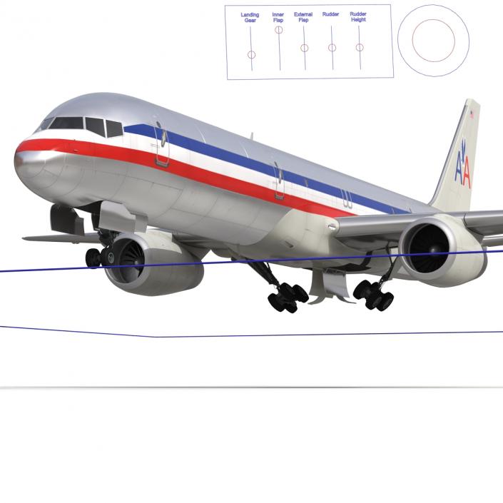 3D model Boeing 757-200F American Airlines Rigged