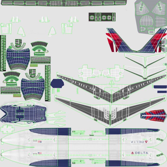 3D Boeing 757-200F Delta Air Lines Rigged model