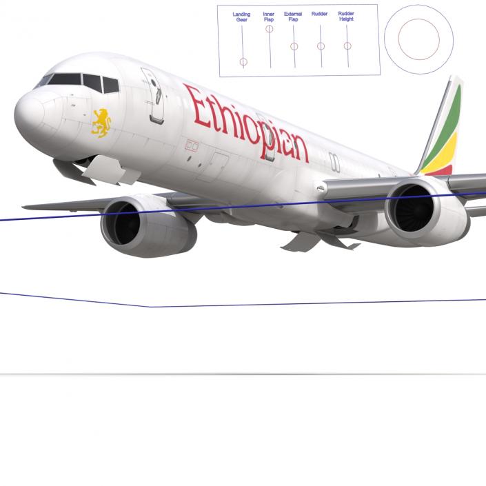 3D Boeing 757-200F Ethiopian Airlines Rigged