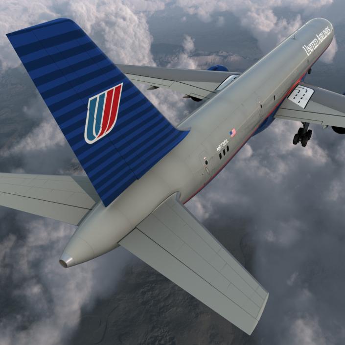 3D Boeing 757-200F United Airlines Rigged model