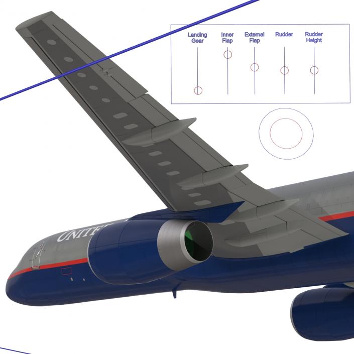 3D Boeing 757-200F United Airlines Rigged model