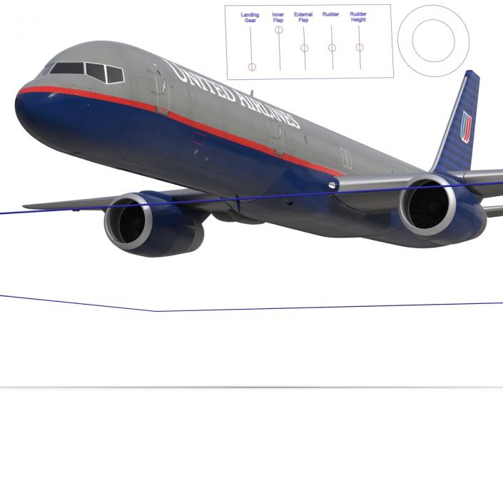 3D Boeing 757-200F United Airlines Rigged model