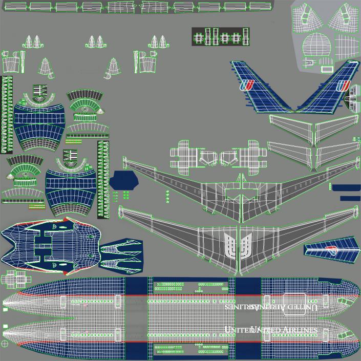 3D Boeing 757-200F United Airlines Rigged model