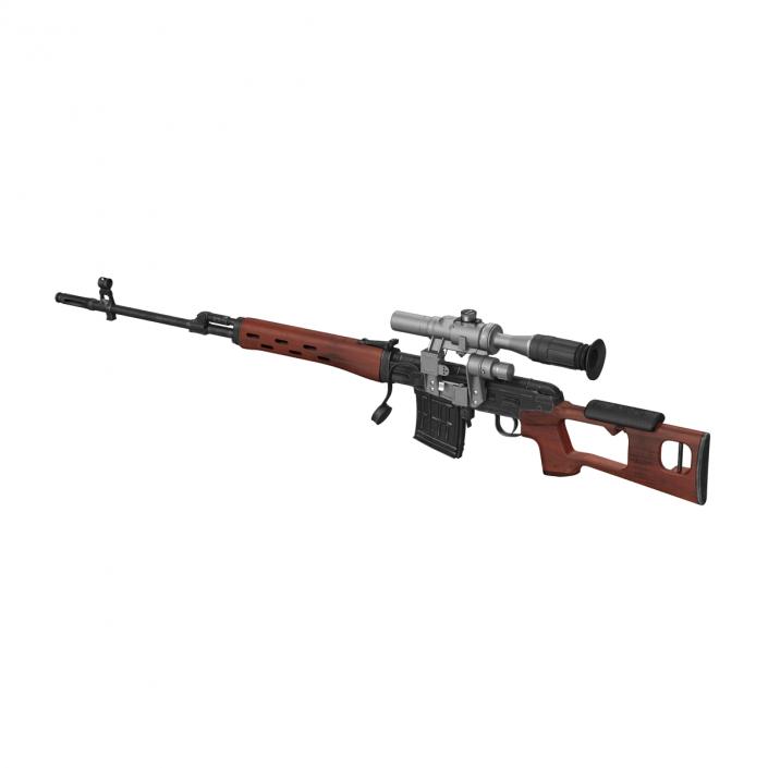 Russian SVD Rifle Wooden Handguard 3D model