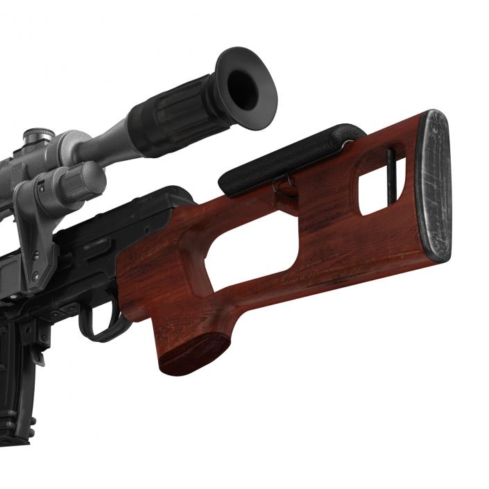 Russian SVD Rifle Wooden Handguard 3D model