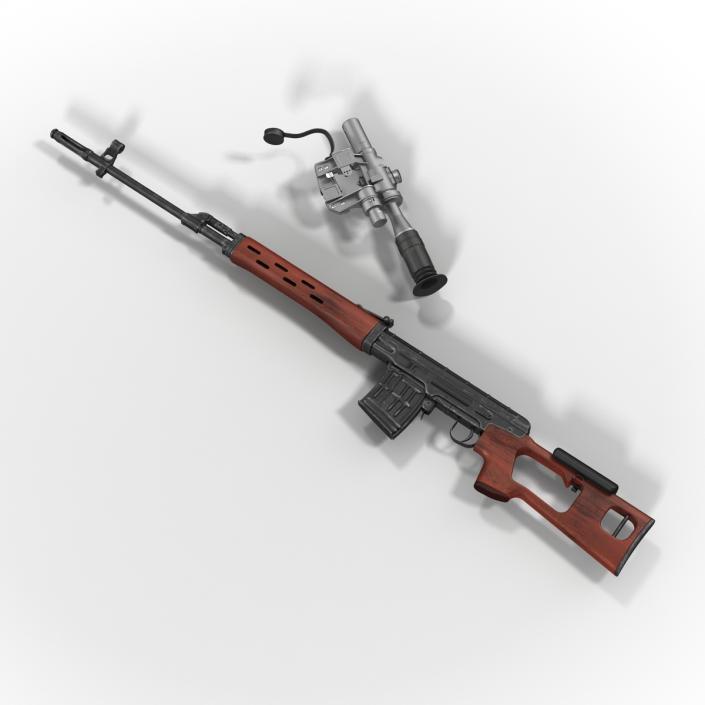 Russian SVD Rifle Wooden Handguard 3D model