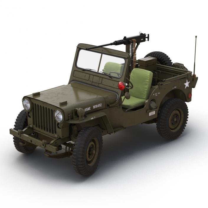 3D model Military Jeep Car Willys M38 Rigged