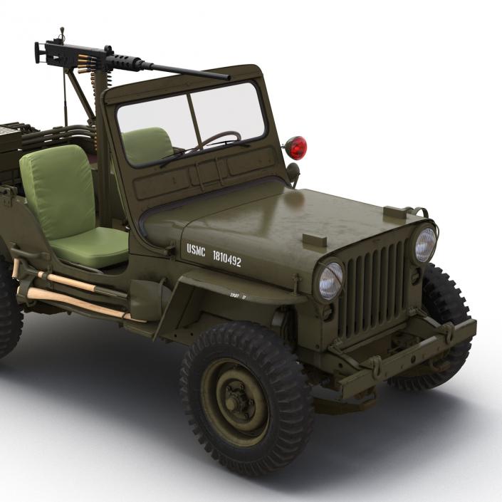 3D model Military Jeep Car Willys M38 Rigged