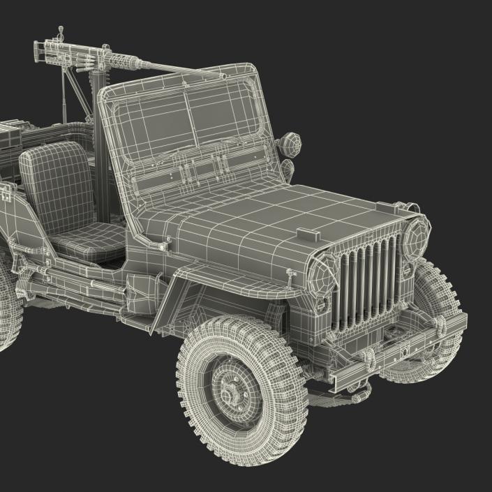 3D model Military Jeep Car Willys M38 Rigged