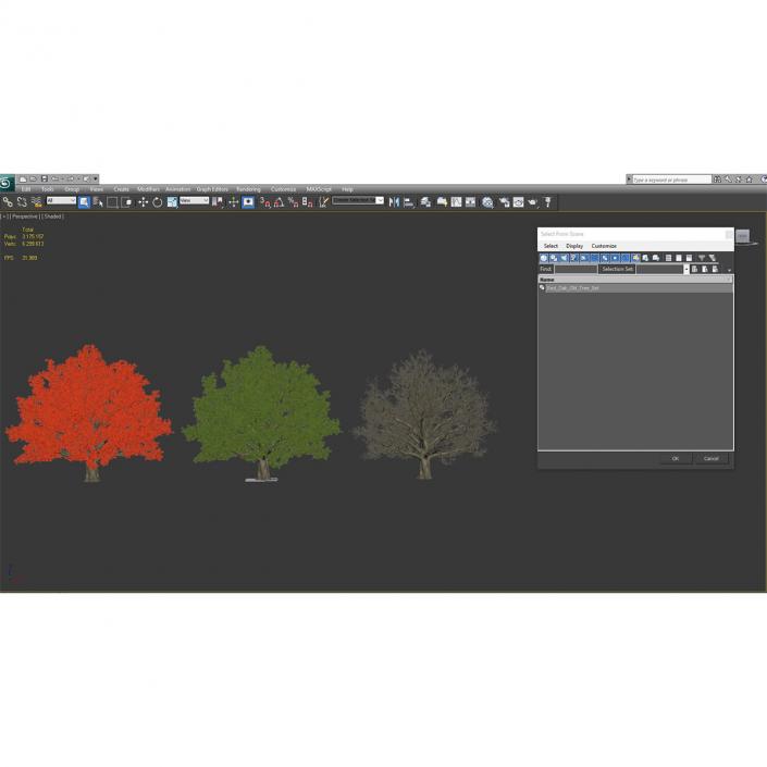 3D model Red Oak Old Tree Set