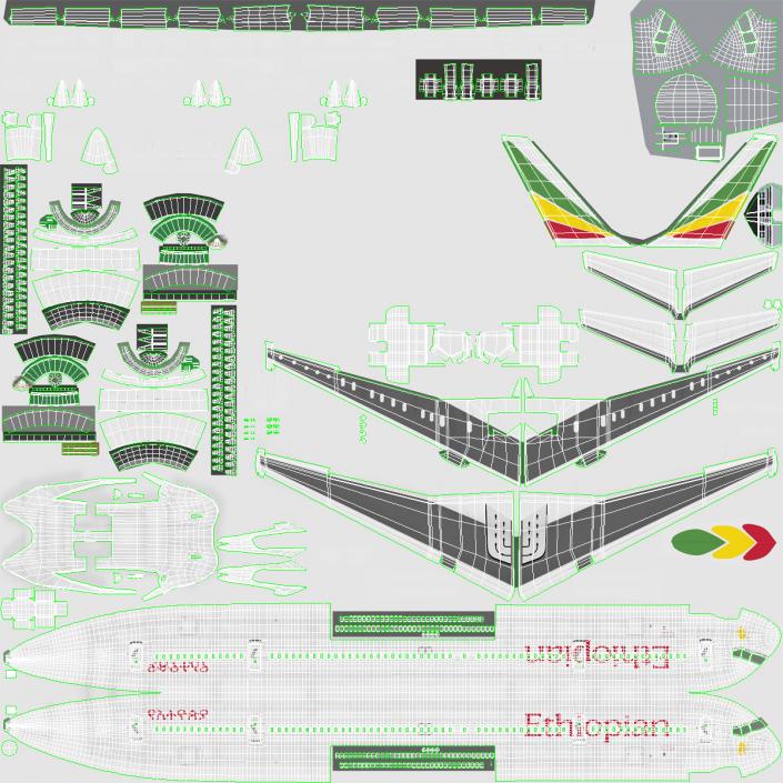 3D Boeing 757-300 Ethiopian Airlines model