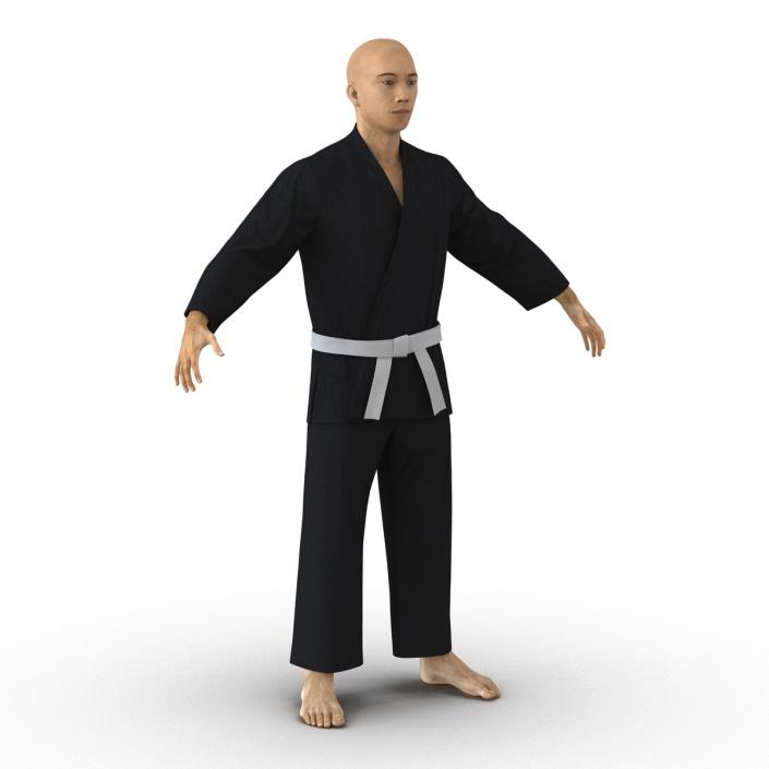 Japanese Karate Fighter Black Suit 3D model